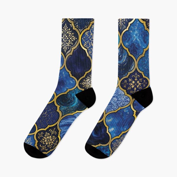 Item preview, Vibrant Moroccan Arabesque Tile Pattern with Gold Borders designed and sold by Lucia Amaris Art.