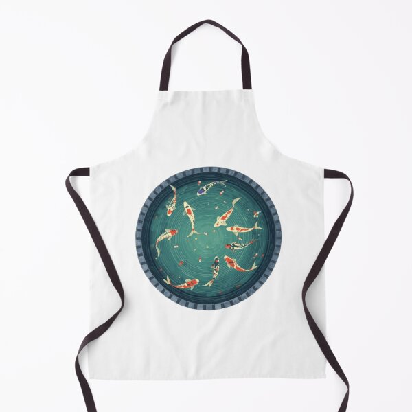 Item preview, Japanese Koi Fish Pond Circular Watercolor Illustration designed and sold by ByKayaPrints.