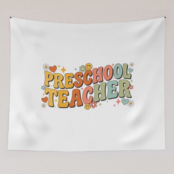 Item preview, Retro Preschool Teacher Groovy Daisy Typography | Vintage Teacher Gift designed and sold by CoastalEmp.