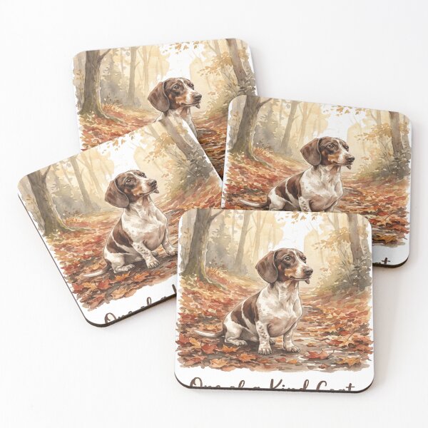 Item preview, One of a Kind Coat Piebald Dachshund Autumn Watercolor Art designed and sold by jgoteiner.
