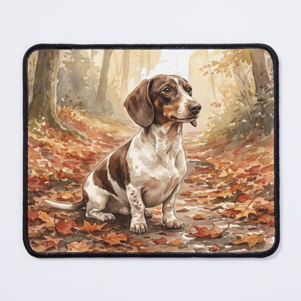 Item preview, One of a Kind Coat Piebald Dachshund Autumn Watercolor Art designed and sold by jgoteiner.