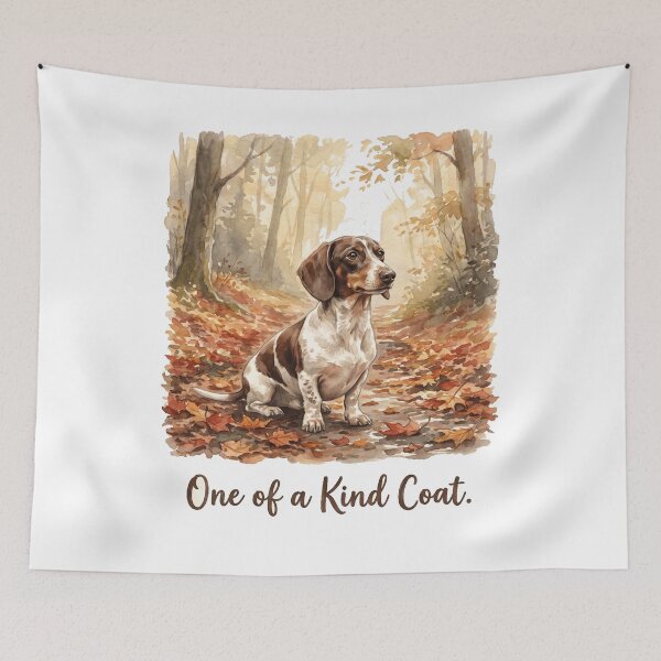 Item preview, One of a Kind Coat Piebald Dachshund Autumn Watercolor Art designed and sold by jgoteiner.