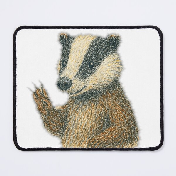 Item preview, Badger waving — pencil illustration designed and sold by JOANNASKAH.