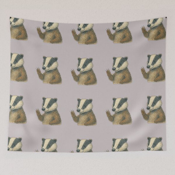 Item preview, Badger waving — pencil illustration designed and sold by JOANNASKAH.