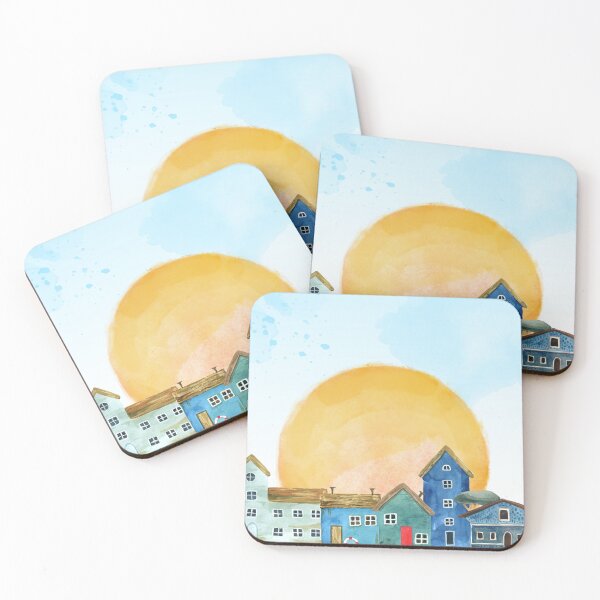Item preview, Coastal Village Scene designed and sold by Cosmic Badger.