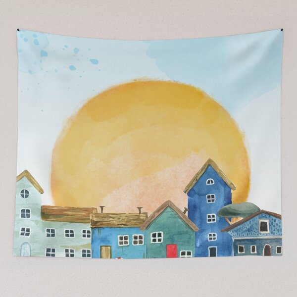 Item preview, Coastal Village Scene designed and sold by Cosmic Badger.