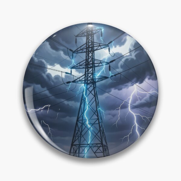 Item preview, Pylon Blue Lightning Storm Digital Art designed and sold by pinkal.