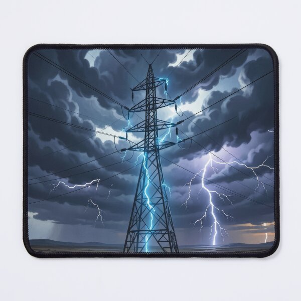 Item preview, Pylon Blue Lightning Storm Digital Art designed and sold by pinkal.