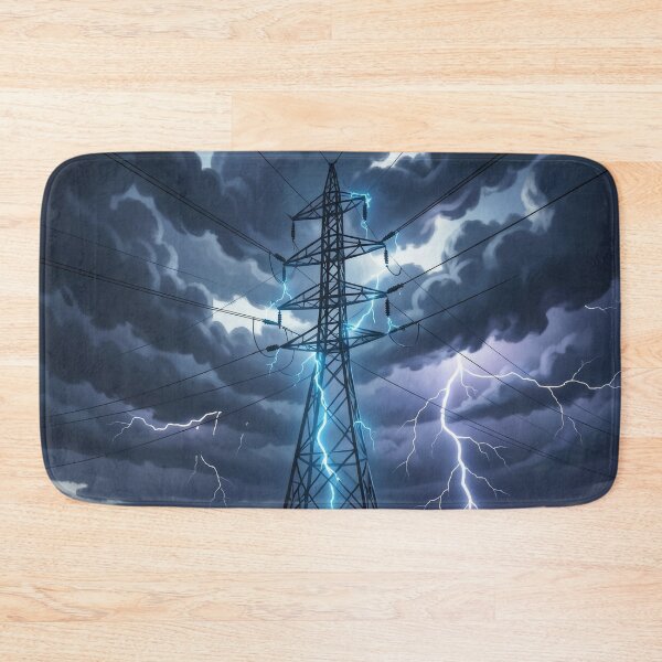Item preview, Pylon Blue Lightning Storm Digital Art designed and sold by pinkal.