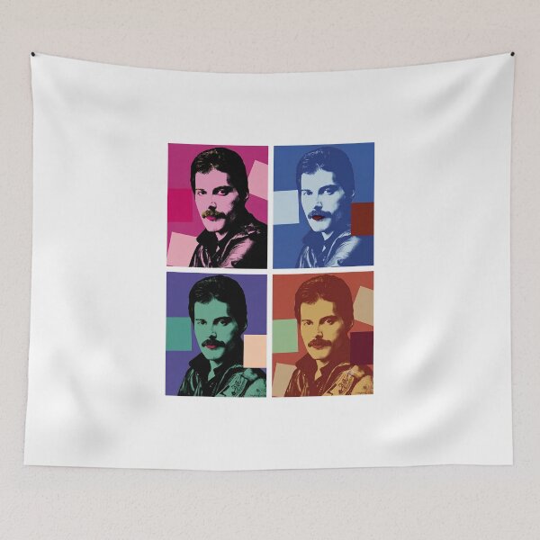 Item preview, Freddie Mercury Queen Andy Warhol painting style colorful parody artwork designed and sold by Space Ghettos.