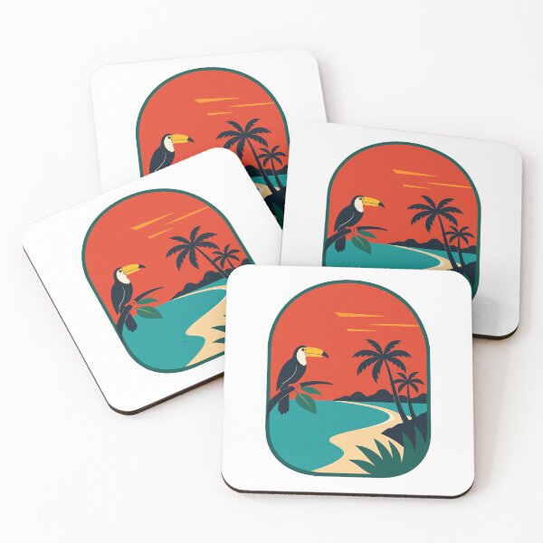Item preview, Tropical coast with toucans and palm trees designed and sold by Lyfeinsights.