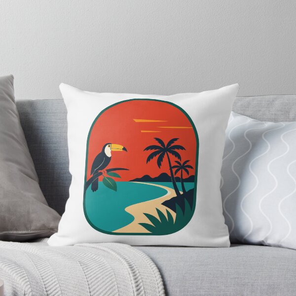 Item preview, Tropical coast with toucans and palm trees designed and sold by Lyfeinsights.