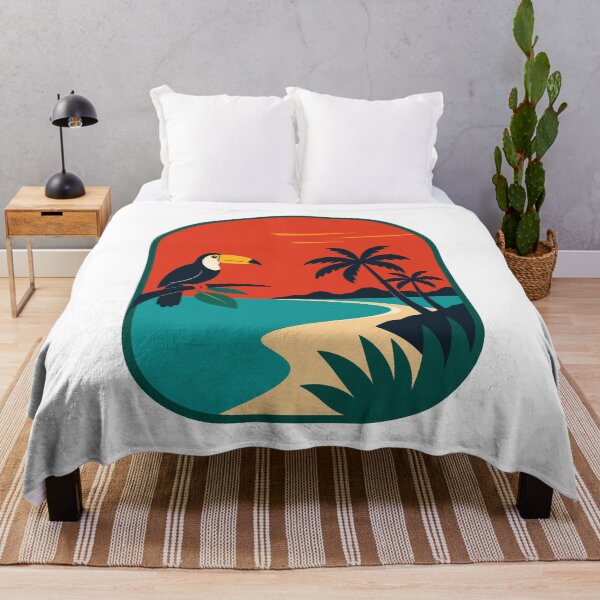 Item preview, Tropical coast with toucans and palm trees designed and sold by Lyfeinsights.