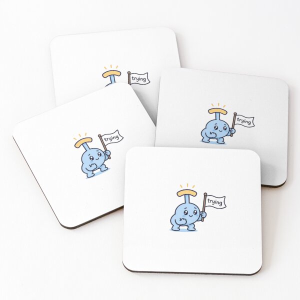 Item preview, Cute Kawaii Trying Mascot Motivational Illustration designed and sold by ByKayaPrints.