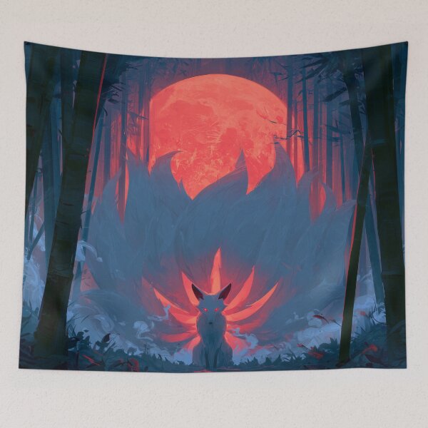 Item preview, Kitsune Beneath Red Moon designed and sold by Rtymer.