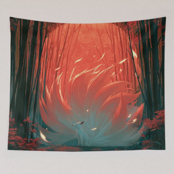 Item preview, Kitsune Beneath Red Moon designed and sold by Rtymer.