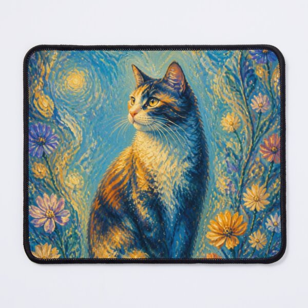 Item preview, Flower cat Van Gogh inspired painting designed and sold by weedleaf420.