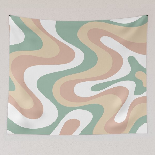 Item preview, Copy of Liquid Swirl Retro Abstract in Light Sage Celadon Green, Light Blush, Cream, and White designed and sold by Differenceee.