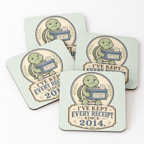 Item preview, I've Kept Every Receipt Since 2014 Funny Turtle Overthinking Quote  Memory Humor Vintage Librarian Vector Design designed and sold by  MAD's Recreation Studio.