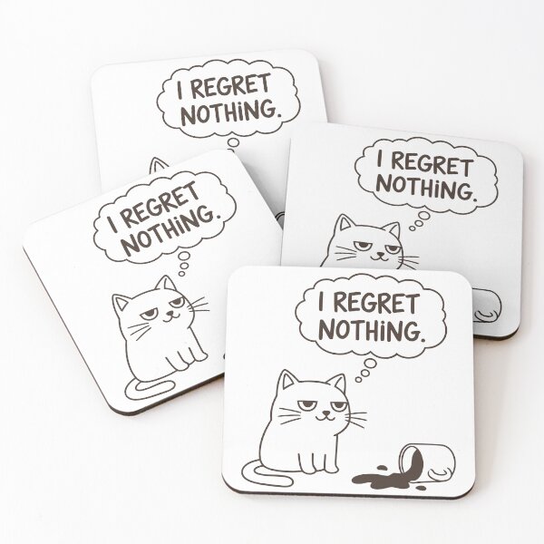 Item preview, Funny Cat I Regret Nothing Spilled Coffee Mug Pun designed and sold by Amir Faysal.
