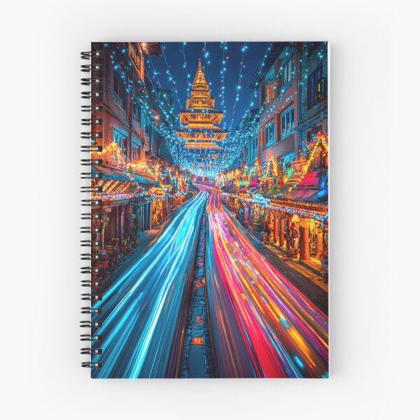 Item preview, Vibrant Night Market with Colorful Lights and Streams designed and sold by Artessie.