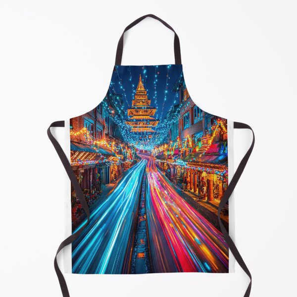 Item preview, Vibrant Night Market with Colorful Lights and Streams designed and sold by Artessie.