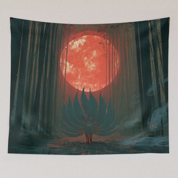 Item preview, Kitsune Beneath Red Moon designed and sold by Rtymer.