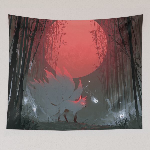 Item preview, Kitsune Beneath Red Moon designed and sold by Rtymer.