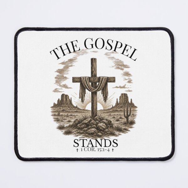 Item preview, The Gospel Stands 1 Corinthians 15: 1- 4 Vintage Christian Desert Cross Retro Faith T-Shirt designed and sold by Rosie's Wildflower Boutique.