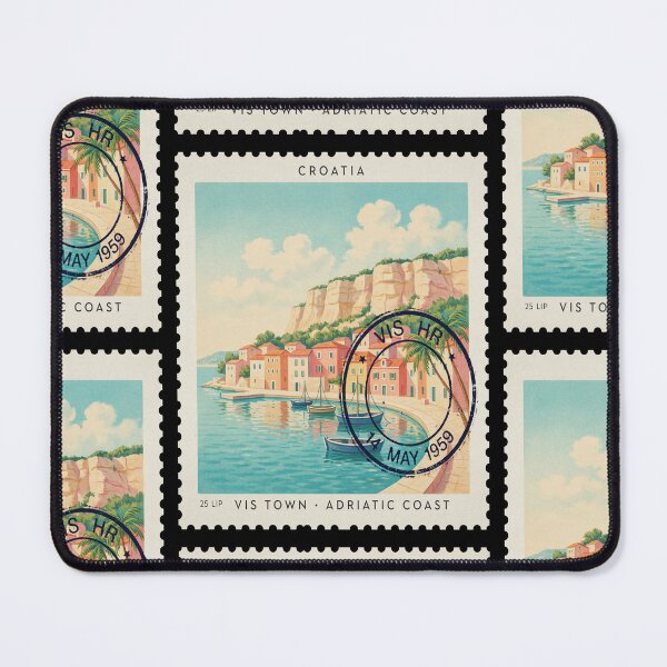 Item preview, Vis Croatia Limestone Harbor Adriatic Stamp Sticker designed and sold by stickercuffs.