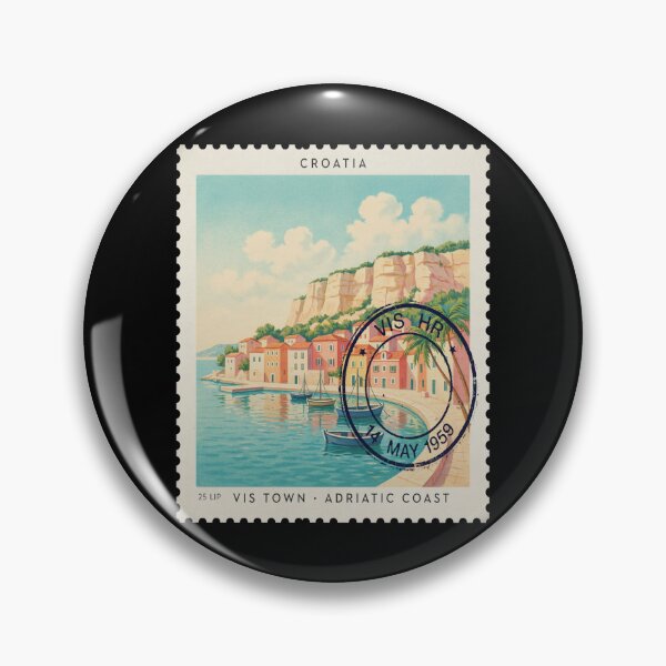 Item preview, Vis Croatia Limestone Harbor Adriatic Stamp Sticker designed and sold by stickercuffs.