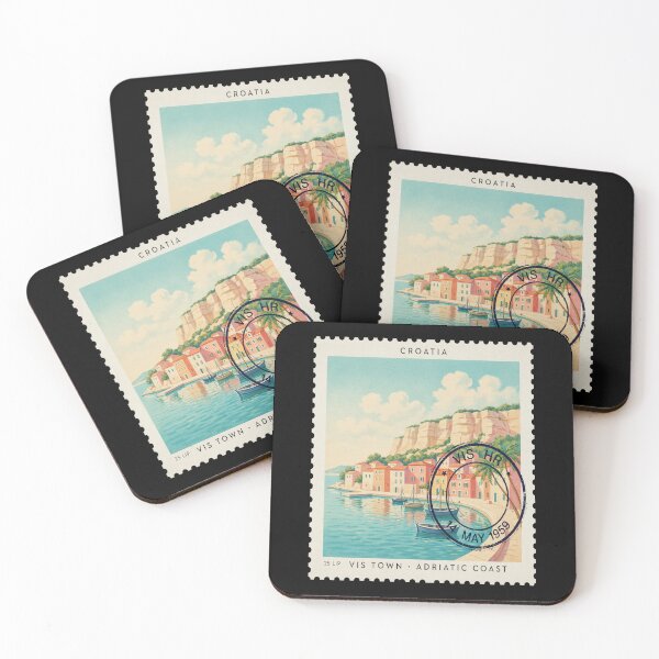 Item preview, Vis Croatia Limestone Harbor Adriatic Stamp Sticker designed and sold by stickercuffs.