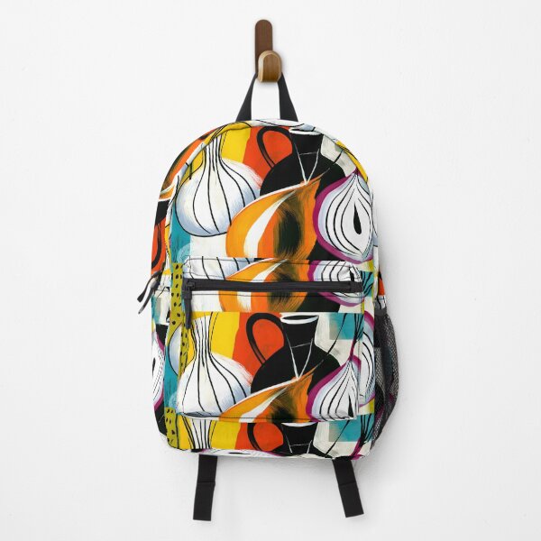 Item preview, Modern Kitchen Still Life with Colorful Vases Onions and Bold Abstract Geometric Wall Art designed and sold by OlfactoART Studio.