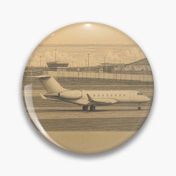 Item preview, Vintage Engraving Style Regional Business Jet at Airport Illustration designed and sold by EMairplanes.