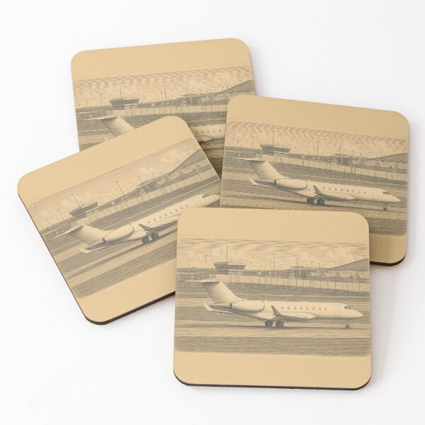 Item preview, Vintage Engraving Style Regional Business Jet at Airport Illustration designed and sold by EMaviation_.