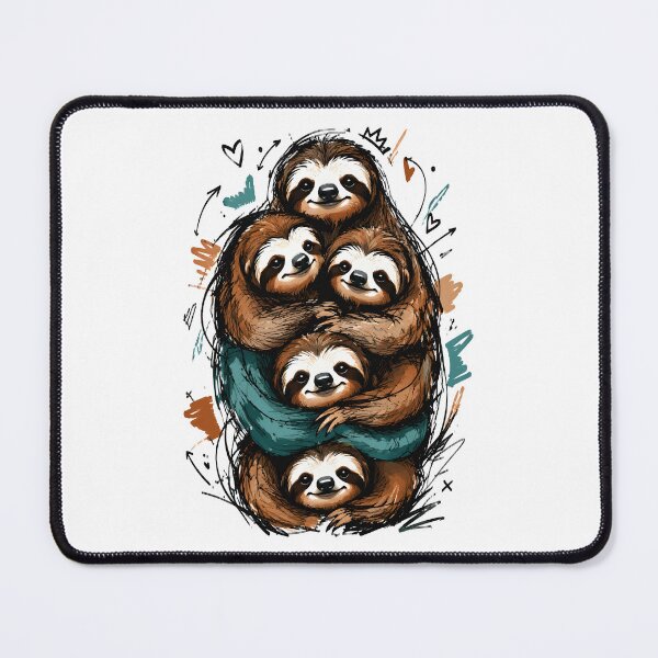 Item preview, Cute Sloth Family Stack – Funny Hand-Drawn Hugging Animals Art designed and sold by RamyGallery.