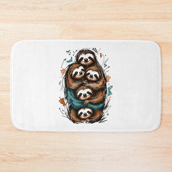 Item preview, Cute Sloth Family Stack – Funny Hand-Drawn Hugging Animals Art designed and sold by RamyGallery.