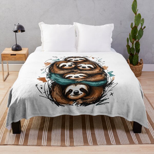 Item preview, Cute Sloth Family Stack – Funny Hand-Drawn Hugging Animals Art designed and sold by RamyGallery.