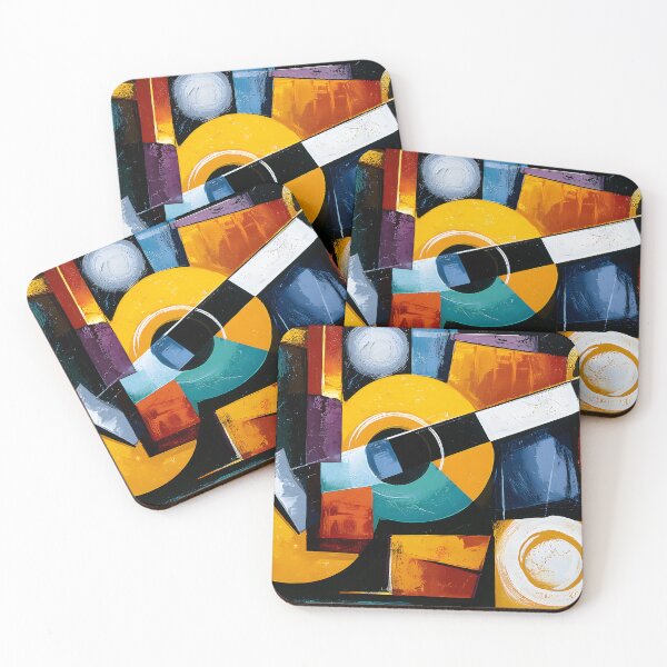 Item preview, Colorful Geometric Guitar Composition Celebrating Music Through Bold Abstract Contemporary Wall Art designed and sold by OlfactoART Studio.