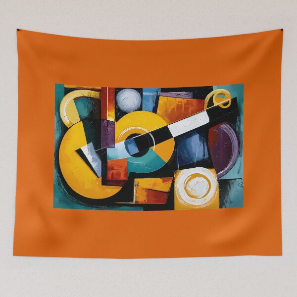 Item preview, Colorful Geometric Guitar Composition Celebrating Music Through Bold Abstract Contemporary Wall Art designed and sold by OlfactoART Studio.