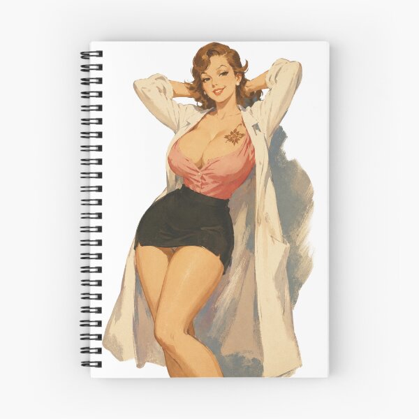 Item preview, Retro Scientist Pin Up Girl | Vintage Laboratory Beauty Original Illustration designed and sold by Cosplayvintage.