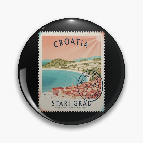 Item preview, Stari Grad Croatia Pastel Harbor Adriatic Stamp Sticker designed and sold by stickercuffs.