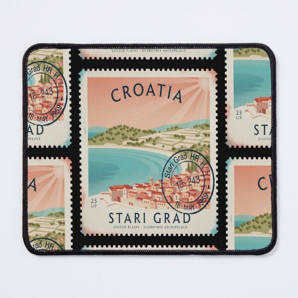Artikelvorschau, Stari Grad Kroatien Pastellhafen Adria Briefmarkenaufkleber entworfen und verkauft von stickercuffs.