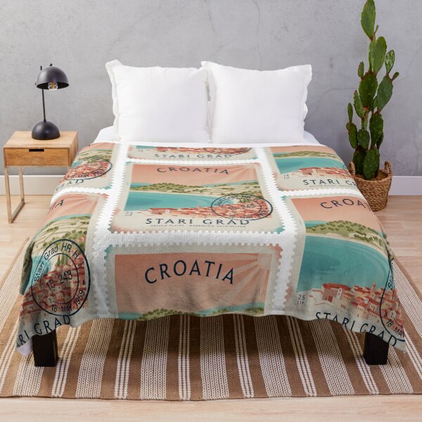 Item preview, Stari Grad Croatia Pastel Harbor Adriatic Stamp Sticker designed and sold by stickercuffs.