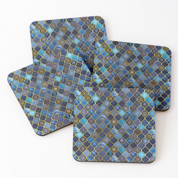 Item preview, Vibrant Moroccan Arabesque Tile Pattern with Gold Borders 2 designed and sold by Lucia Amaris Art.