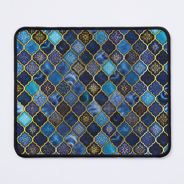 Item preview, Vibrant Moroccan Arabesque Tile Pattern with Gold Borders 2 designed and sold by Lucia Amaris Art.