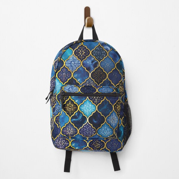 Item preview, Vibrant Moroccan Arabesque Tile Pattern with Gold Borders 2 designed and sold by Lucia Amaris Art.