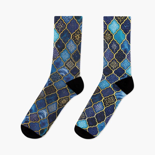 Item preview, Vibrant Moroccan Arabesque Tile Pattern with Gold Borders 2 designed and sold by Lucia Amaris Art.