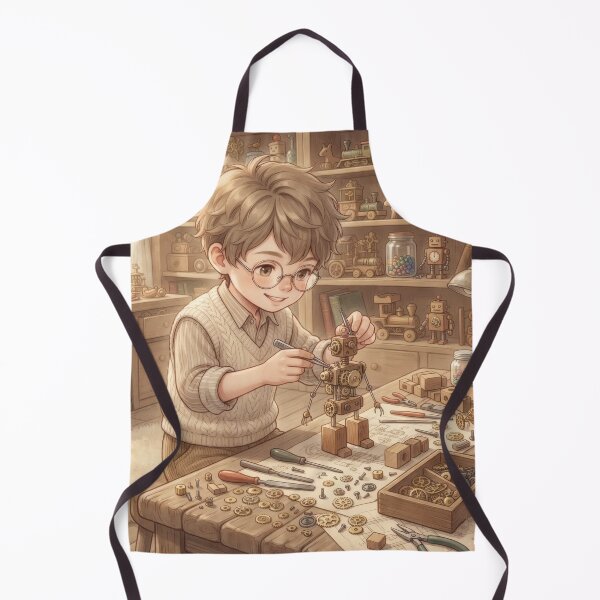 Item preview, Young Inventor Building Wooden Robot Workshop Vintage Art designed and sold by Azurart2.