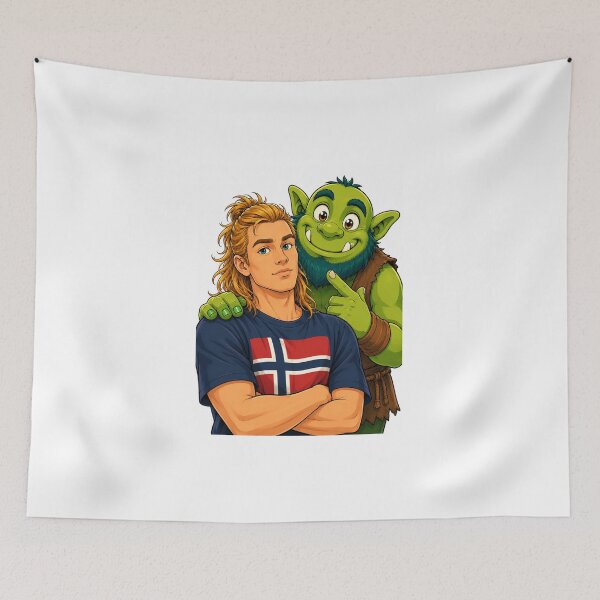 Item preview, Haaland Norwegian Footballer and Shrekk Friendly Green Troll designed and sold by AntonioJ8.